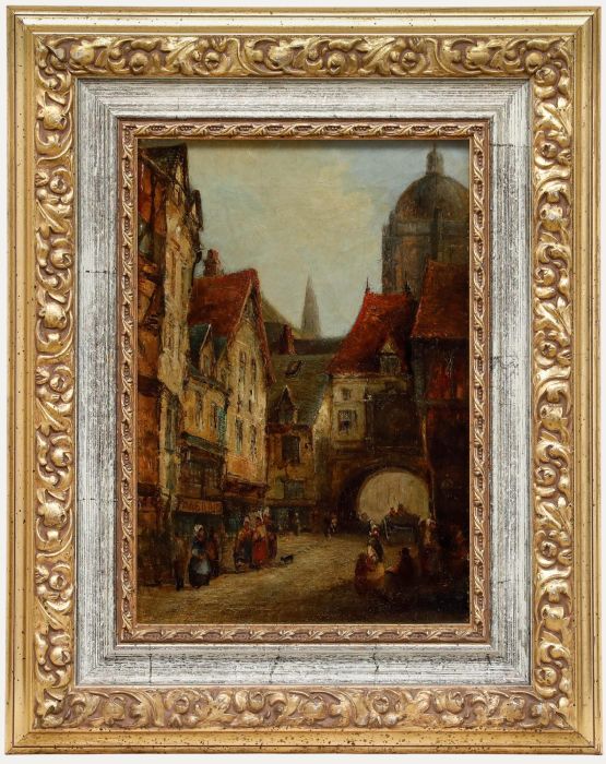 Charles Peter Pitt (1822-1895) - Framed 19th Century Oil, Le Gros-Horloge