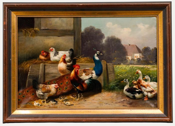 Alfred Schönian (1856-1936) - Late 19th Century Oil, Birds of a Feather