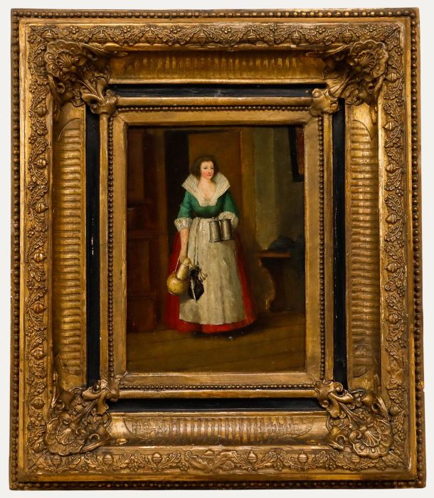 Framed 19th Century Oil - The Landlady