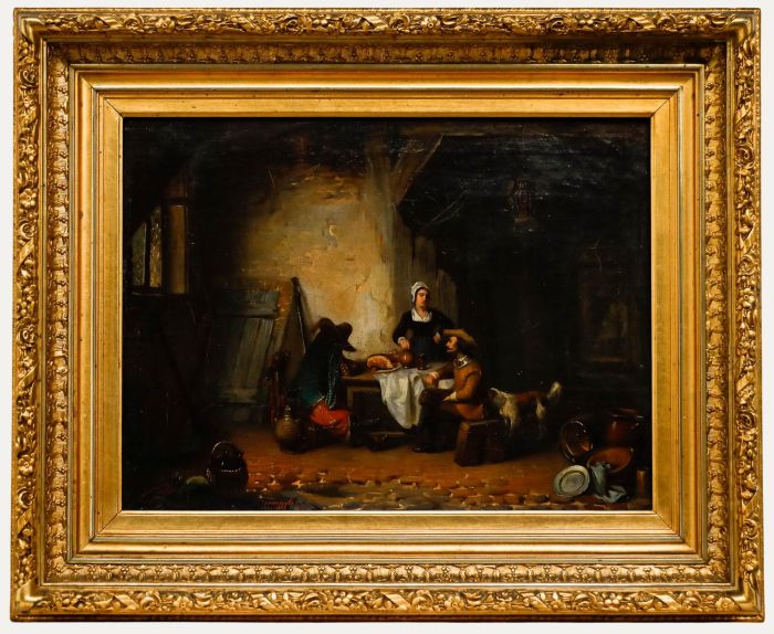 Manner of David Teniers the Younger (1610-1690) - 1845 Oil, In the Tavern
