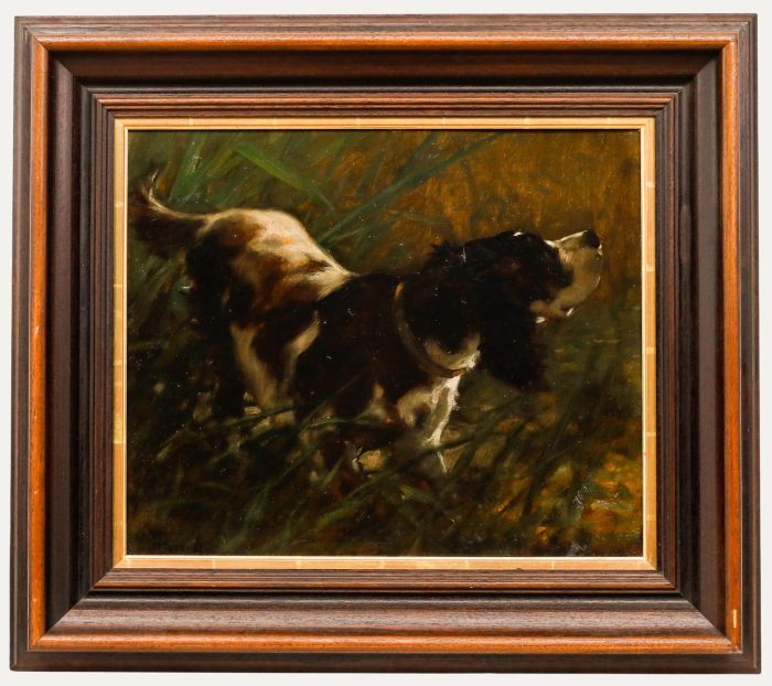 Arthur Heyer (1872-1931) - Framed Early 20th Century Oil, Working Spaniel