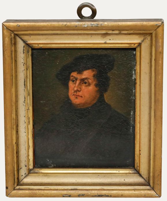 German School Miniature - 19th Century Oil, Martin Luther