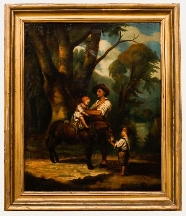 Spanish School Framed 19th Century Oil - A Moment with Father