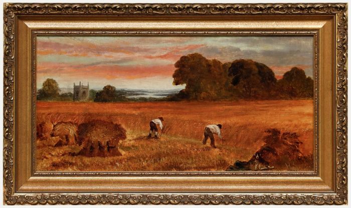 H. Smith - Framed Late 19th Century Oil, Harvesting the Wheat