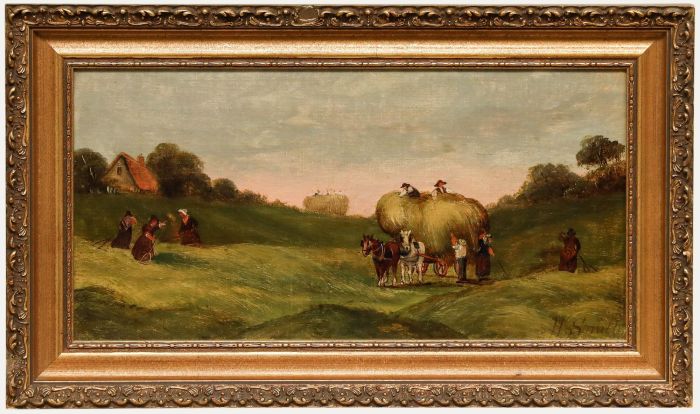 H. Smith - Framed Late 19th Century Oil, Loading the Hay Wagon
