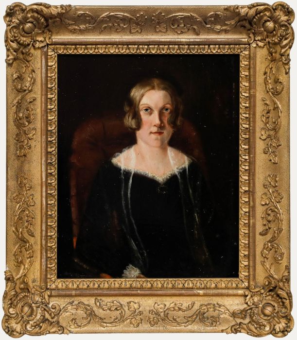 English School 19th Century Oil - Lady in Black Velvet