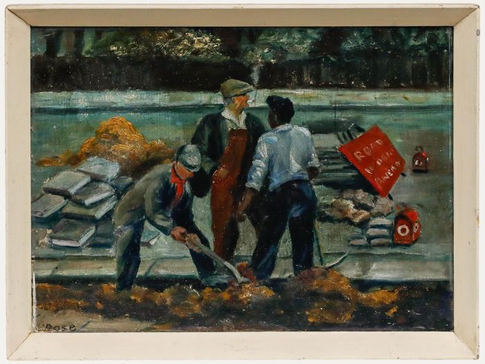 Louie Rose - British School Mid 20th Century Oil, A Hole in the Road