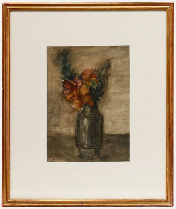 19th Century Watercolour - A Pot of Flowers