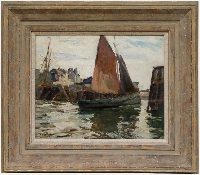 Charles Napier Hemy (1841-1917) - Early 20th Century Oil, Mousehole Harbour