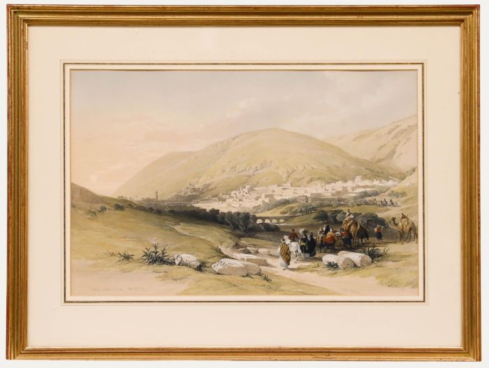 Louis Haghe after David Roberts - 1839 Lithograph, Nablus, Ancient Shechem