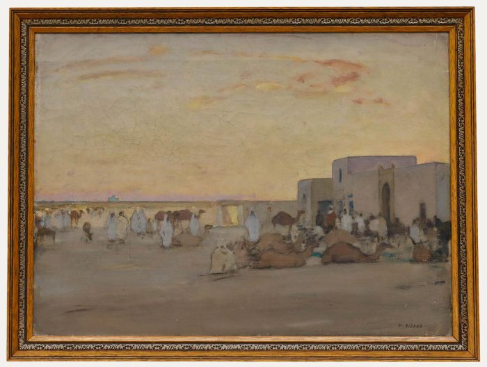 Henry Bishop (1868-1939) - Early 20th Century Oil, Desert at Sunrise