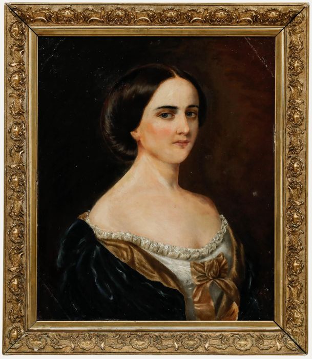 Mid 19th Century Oil - Portrait of a Fashionable Lady