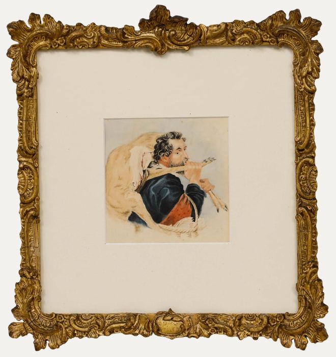 Framed 18th Century Watercolour - The Huntsman