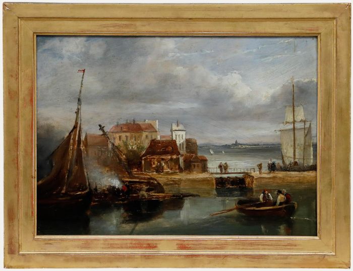 James Wilson Carmichael (1800-1868) - Framed 19th Century Oil, The Docks