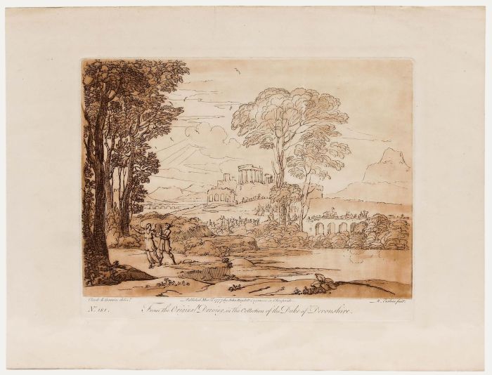 Richard Earlom after Claude Lorrain - 1777 Etching, Jacob Wrestling the Angel