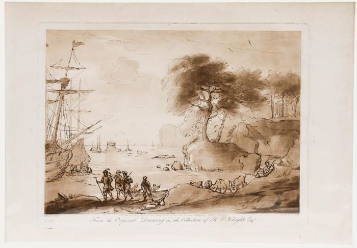Richard Earlom after Claude Lorrain - 1802 Etching, The Landing of Aeneas