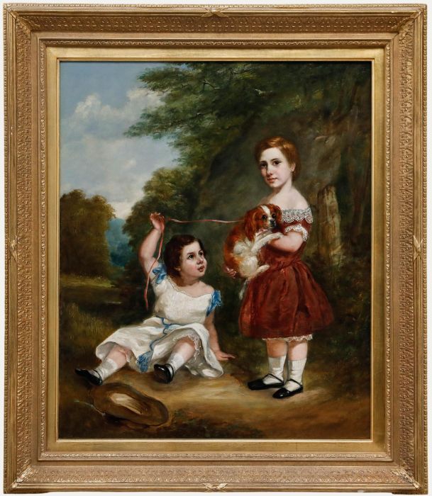 Mid 19th Century Oil - Children and Spaniel