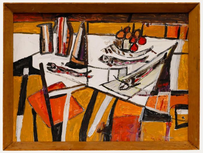 St Ives School 20th Century Oil - Fish and Fruit