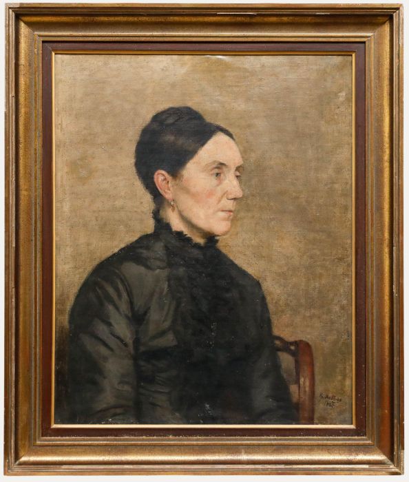 Belgian School 1888 Oil - Portrait of a Lady in Mourning