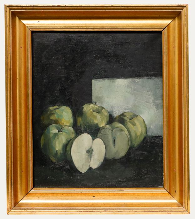 Framed Contemporary Oil - Still Life of Green Apples