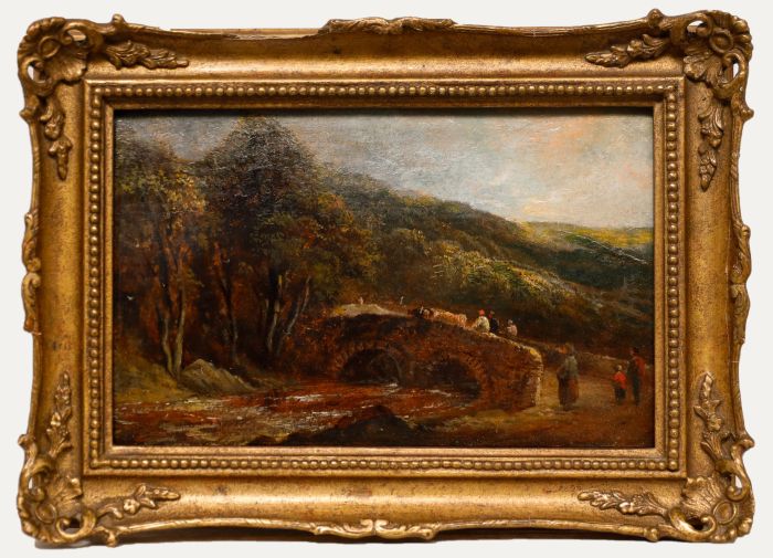 English School 19th Century Oil - The Old Bridge