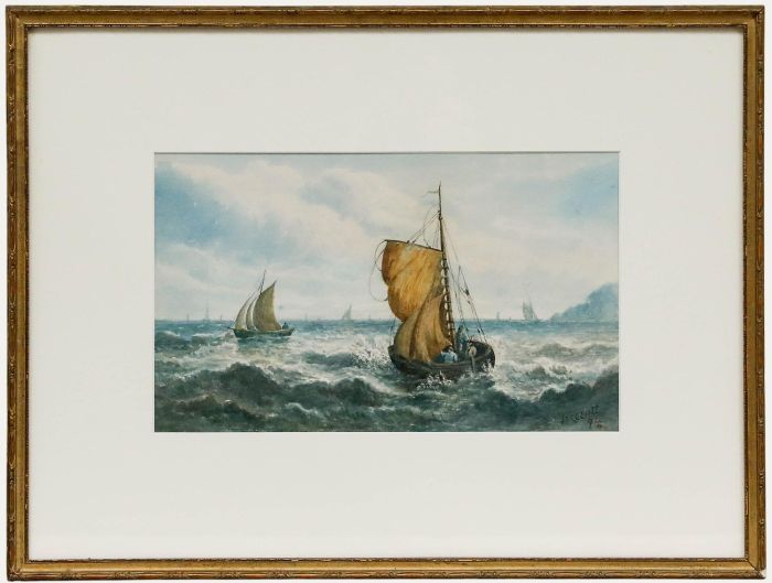 J. S. Elliott - 1894 Watercolour, On Rough Waters