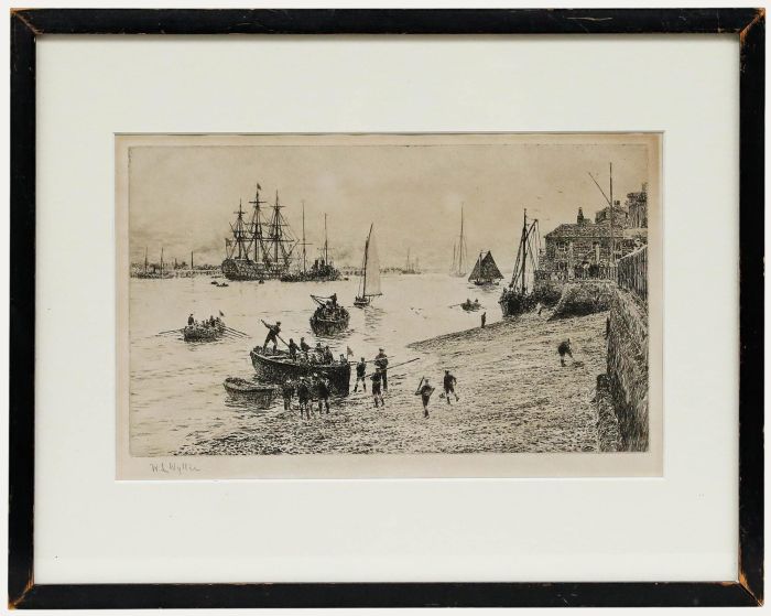 William Lionel Wyllie (1851-1931) - Framed Etching, Sea Scouts at Old Portsmoth
