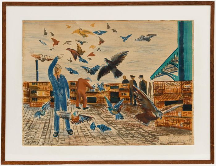 Alistair Grant ARCARBA (1925-1997) - c.1956 Lithograph Poster, Pigeon Racing