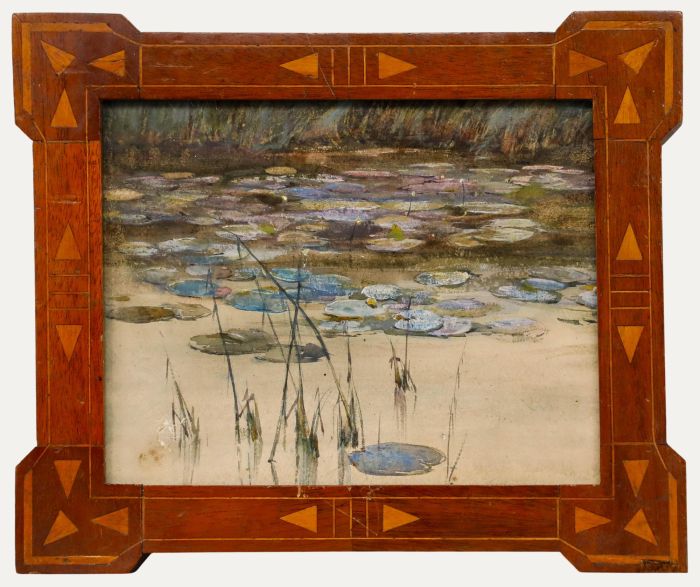 Framed Early 20th Century Watercolour - Light on the Lily Pads