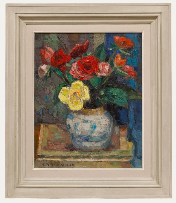 Anna Braakensiek-Dekker (1890-1970) - Framed Oil, Vase with Roses