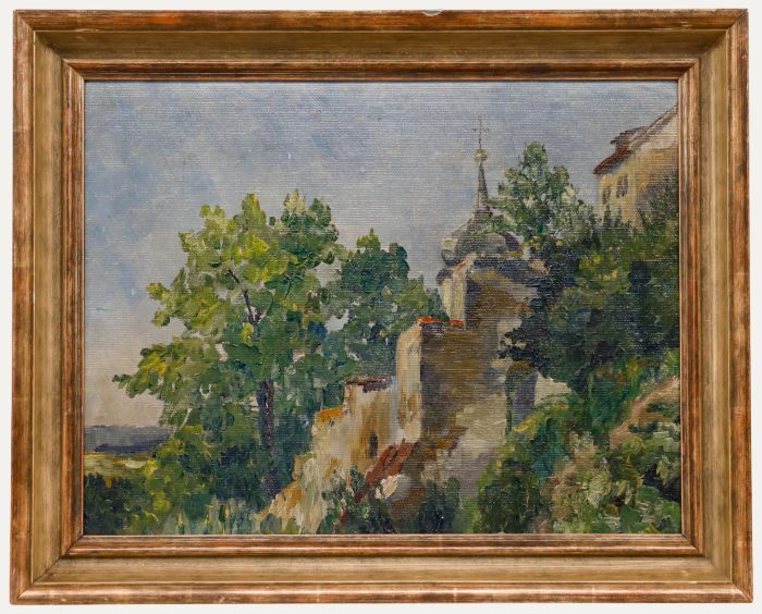 Mid 20th Century Oil - Church in the Hills