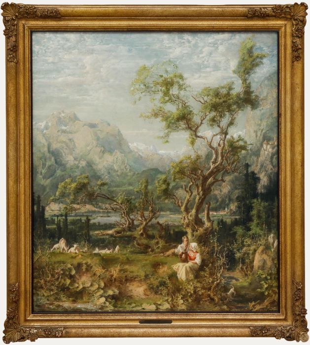 Gustav Eyer - Early 20th Century Oil, Lovers in an Alpine Landscape