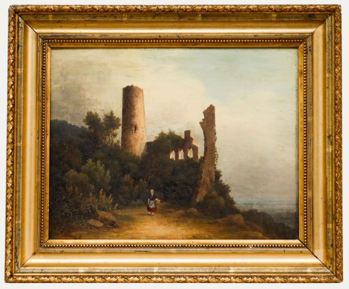 F. Flugels - Framed Mid 19th Century Oil, Old Castle Ruins