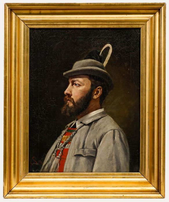 German School 1884 Oil - Dashing Tyrolean