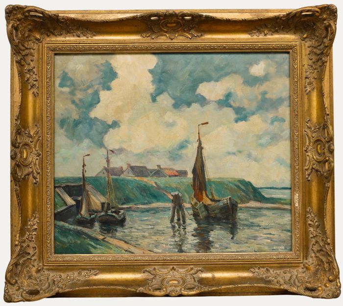 Gustav Marx von Söhnen - Early 20th Century Oil, Boats by a Hallig