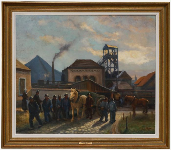 Fernand Lienaux (1897-1980) - Framed Oil, Morning Relief at the St Marie Pit