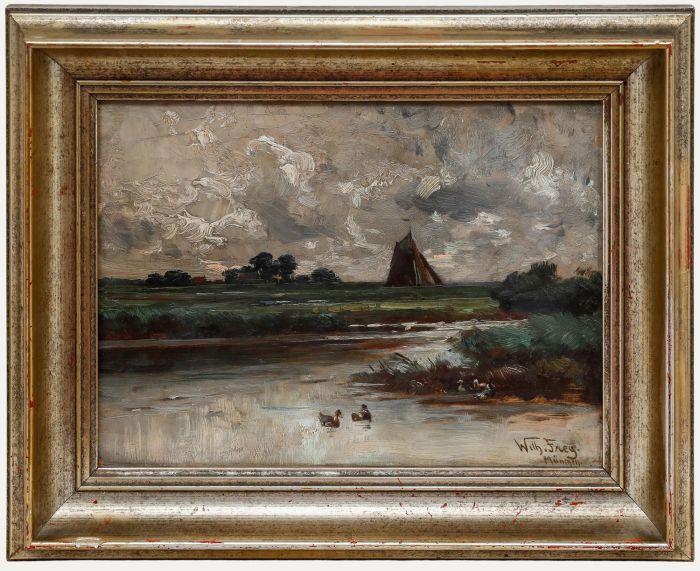 Wilhelm Frey (1888-1960) - Framed Mid 20th Century Oil, Sailing Through Wetlands