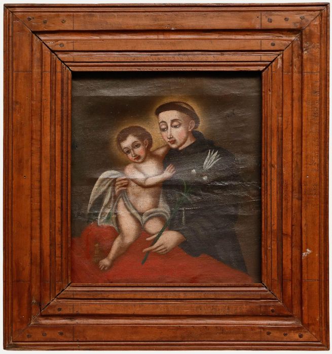 19th Century Oil - Saint Anthony of Padua with the Infant Jesus