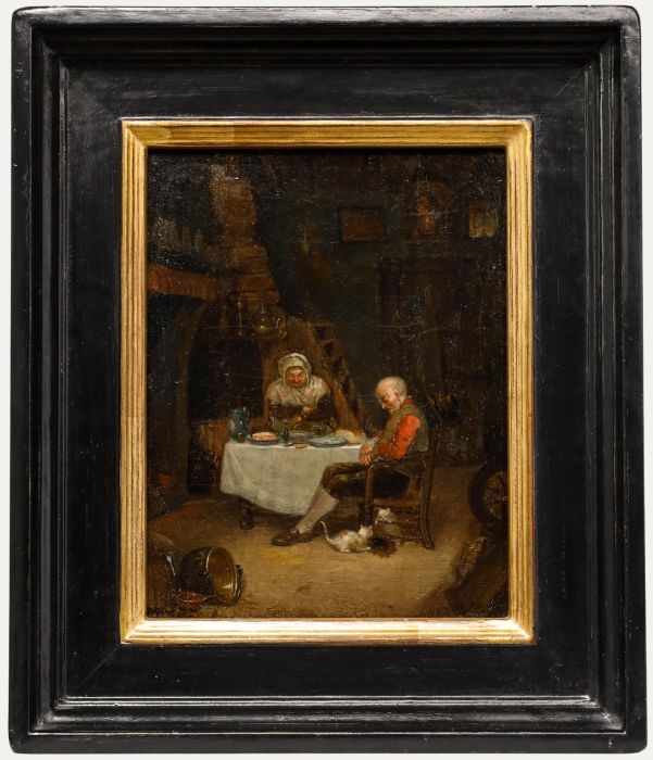 August De Wilde - 1844 Oil, An Evening Nap