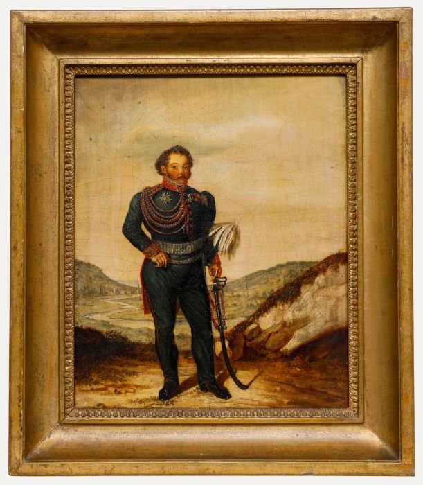 Framed Early 19th Century Oil - Portrait of an Officer
