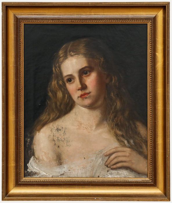 19th Century Oil - Portrait of a Wistful Woman