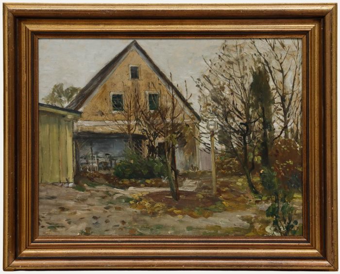 Attrib. Johannes Hänsch (1875-1945) - Oil, Suburban House in Autumn