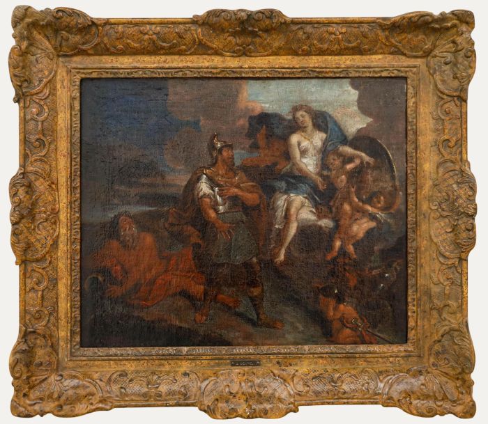 After Antoine Coypel - Framed 18th Century Oil, Venus Bringing Arms to Aeneas