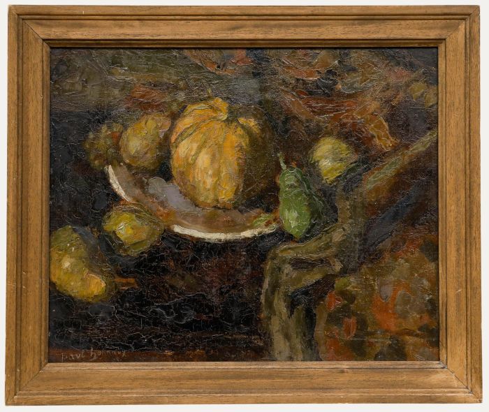 Paul Hannaux - Mid 20th Century Oil, Still Life with Melon and Pears