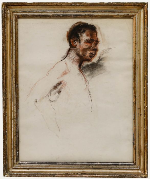 Paul Hannaux - Mid 20th Century Charcoal Drawing, Study of a Man in Profile