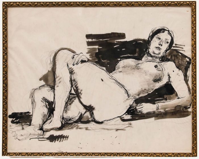 Paul Hannaux - Mid 20th Century Pen and Ink Drawing, Female Nude Study