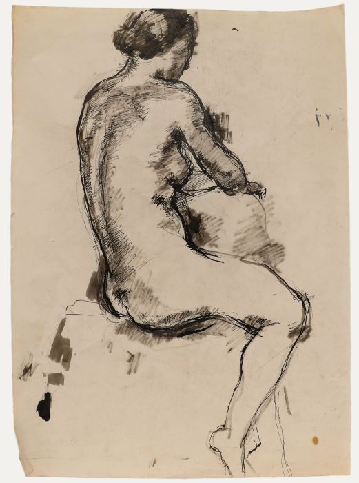Paul Hannaux - Mid 20th Century Pen and Ink Drawing, Sitting Nude II