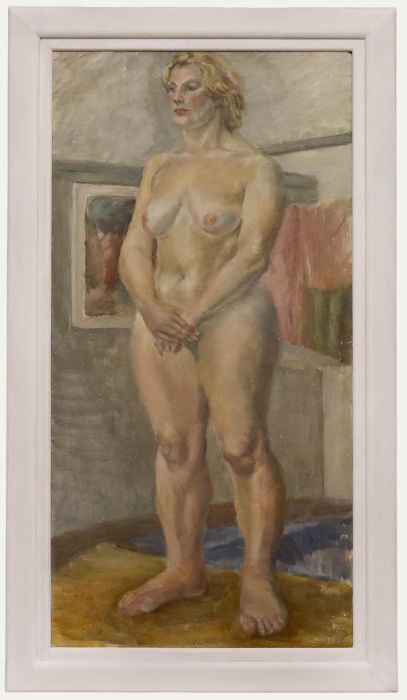 Wyn Priest - Framed 20th Century Oil, Standing Nude