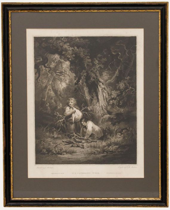 R. M. Meadows after G. Morland - 1795 Stipple Engraving, Gathering Wood