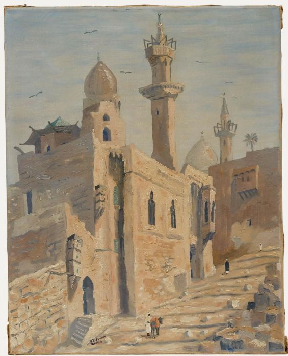 Early 20th Century Oil - Minarets on the Hill